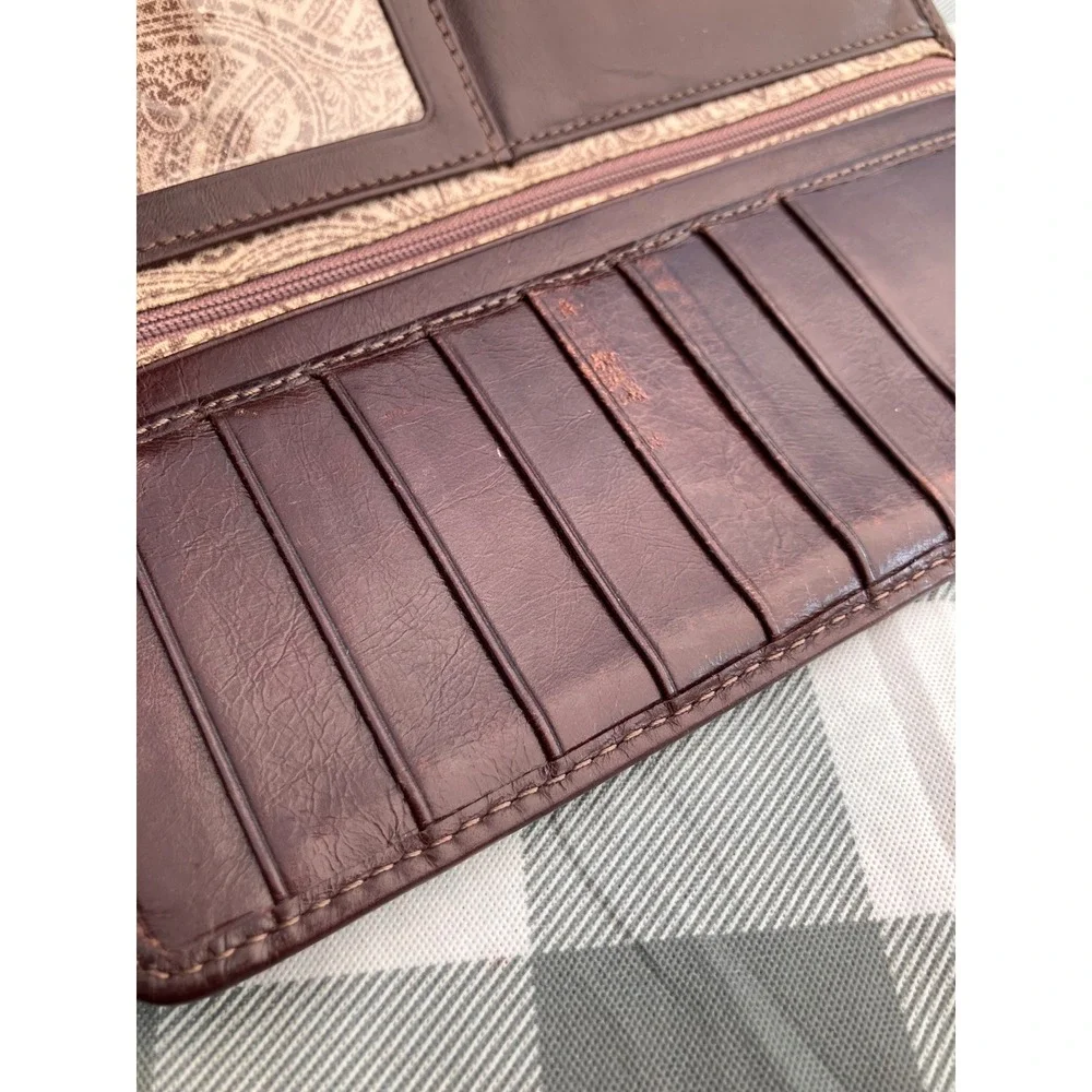 Hobo Lauren Clutch Wallet Womens Brown Leather Double Frame Kiss Lock Mirror